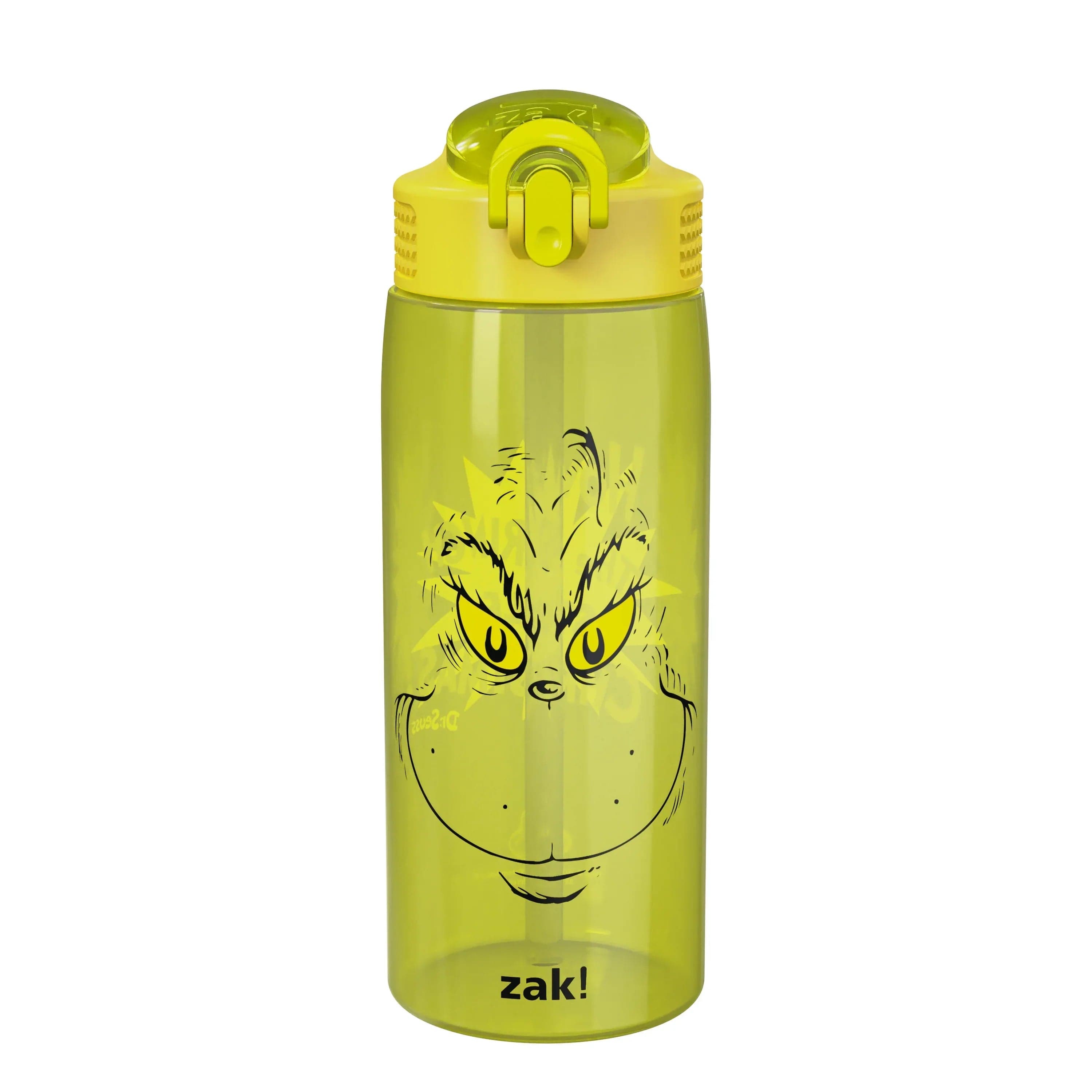 Zak Designs Durable Plastic 25oz Grinch Kids Water Bottle with Straw and Handle