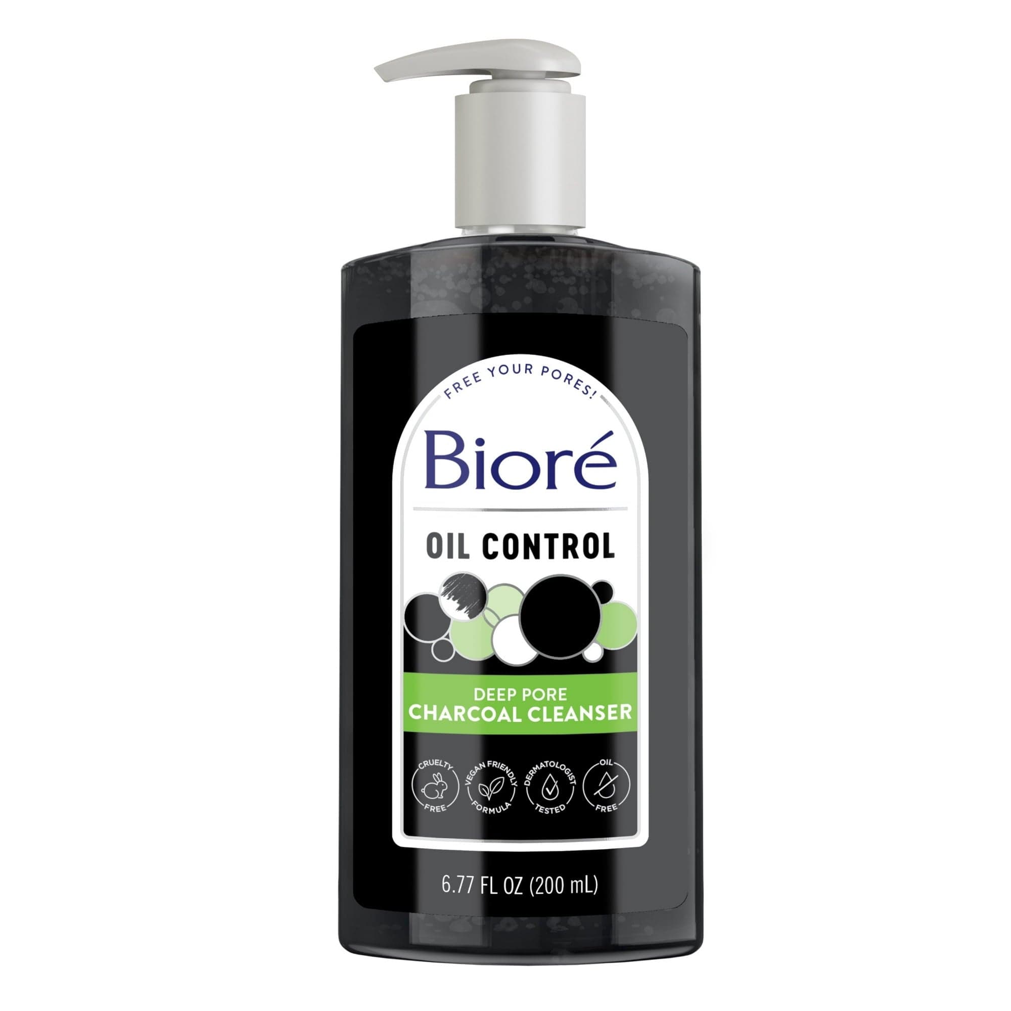Biore Deep Pore Charcoal Daily Face Wash for Dirt and Makeup Removal, for Oily Skin, 6.77 fl oz