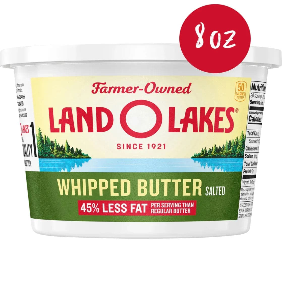 Land O'Lakes Salted Whipped Butter, Spreadable, 8 oz Tub