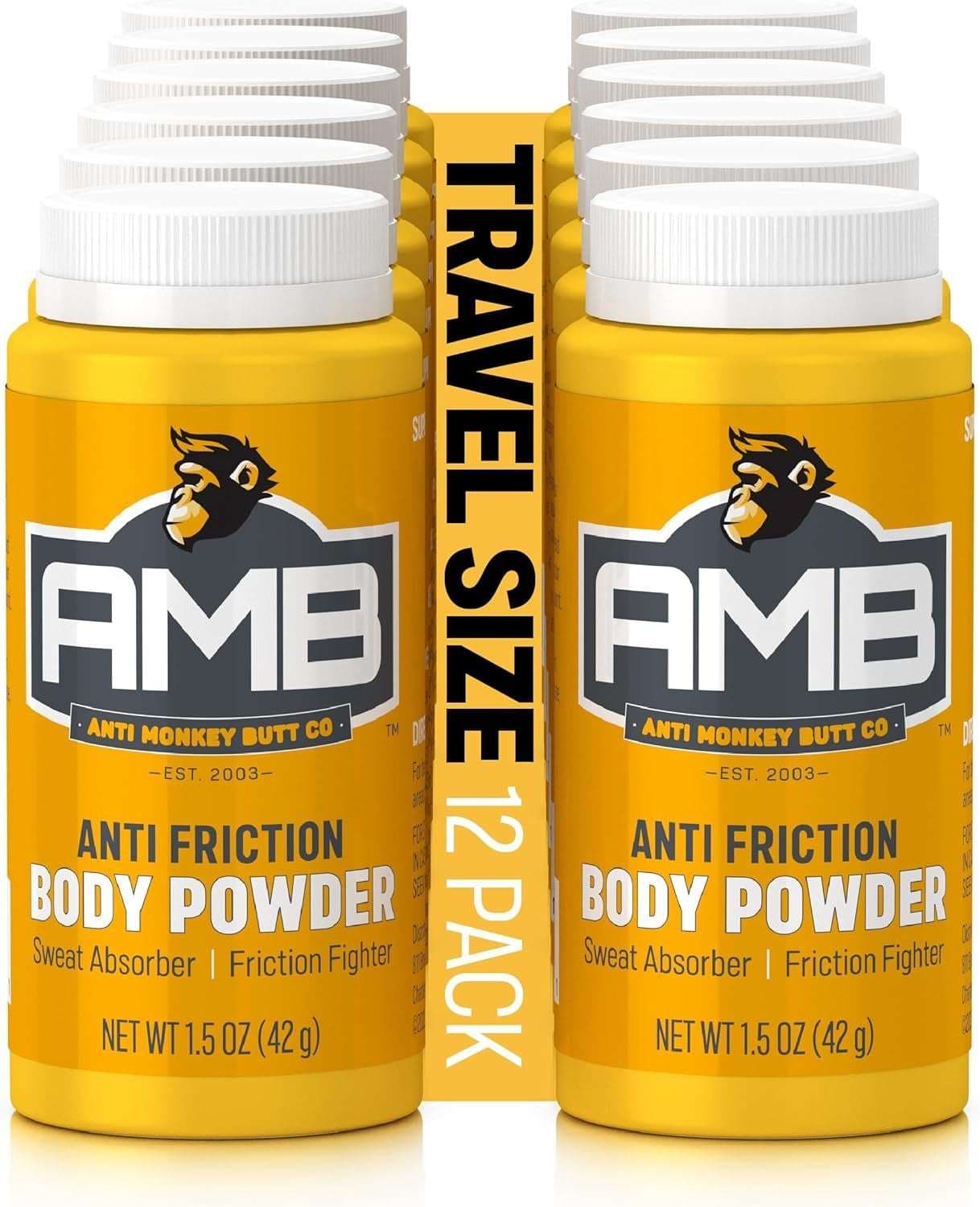 Anti Monkey Butt Travel-Size Body Powder with Calamine, Talc-Free, 1.5 oz, Pack of 12