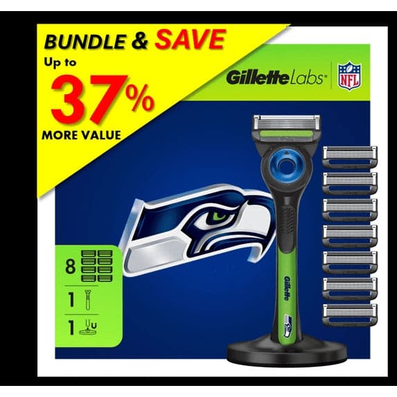 Gillette Labs Official Seahawks Gameday Razor Bundle