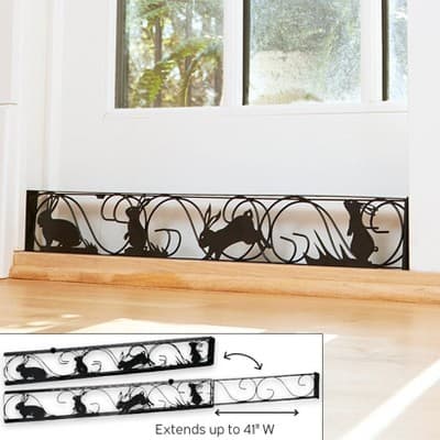 The Lakeside Collection Sliding Door Lock with Decorative Bunny Design Expands 26" to 41" -