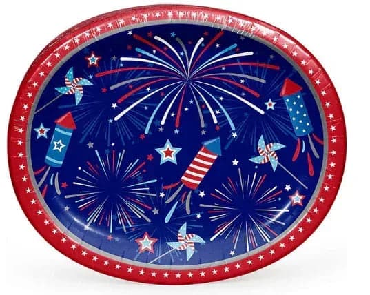 Member's Mark 4th of July Fireworks and Rockets Oval Plates, 10" x 12", 50 ct.