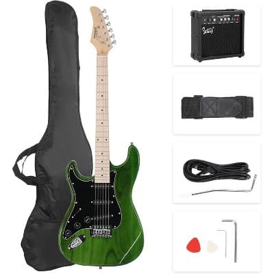 GLARRY 39" Left Handed Full Size Electric Guitar for Music Lover Beginner with 20W Amp and Accessories Pack Guitar Bag