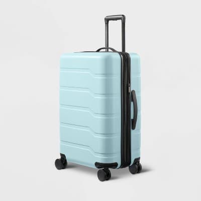 Hardside Medium Checked Spinner Wheels Suitcase - Open Story Pink