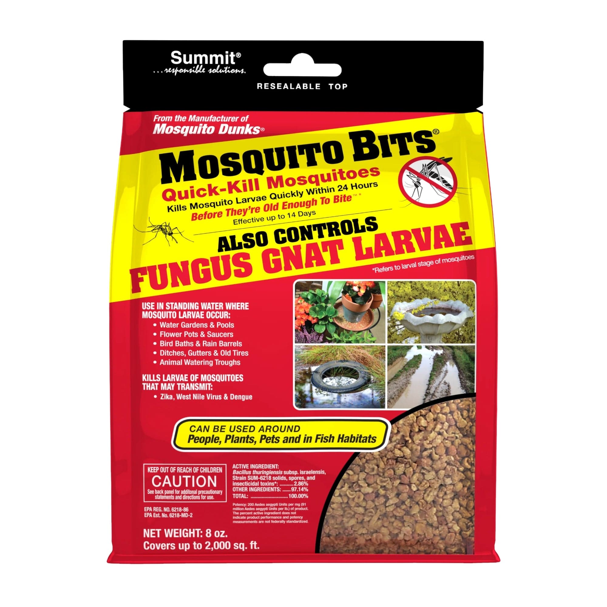 Summit Mosquito Bits Quick-Kill, Kills Mosquito Larvae, 8 oz