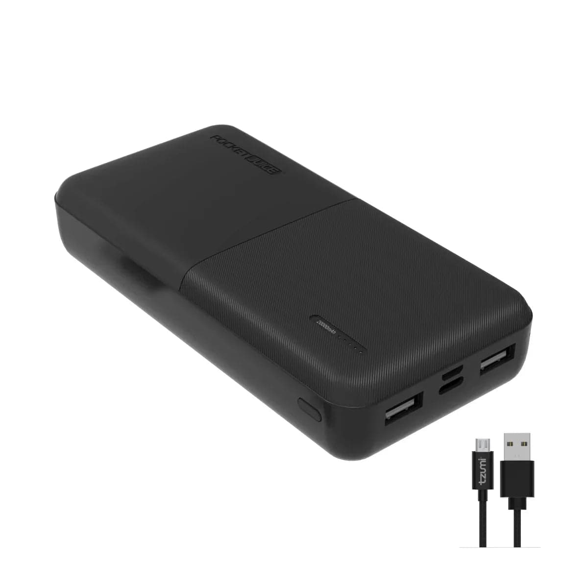 Pocket Juice Slim Pro 20,000mAh Portable Power Bank with Dual USB Ports, Black