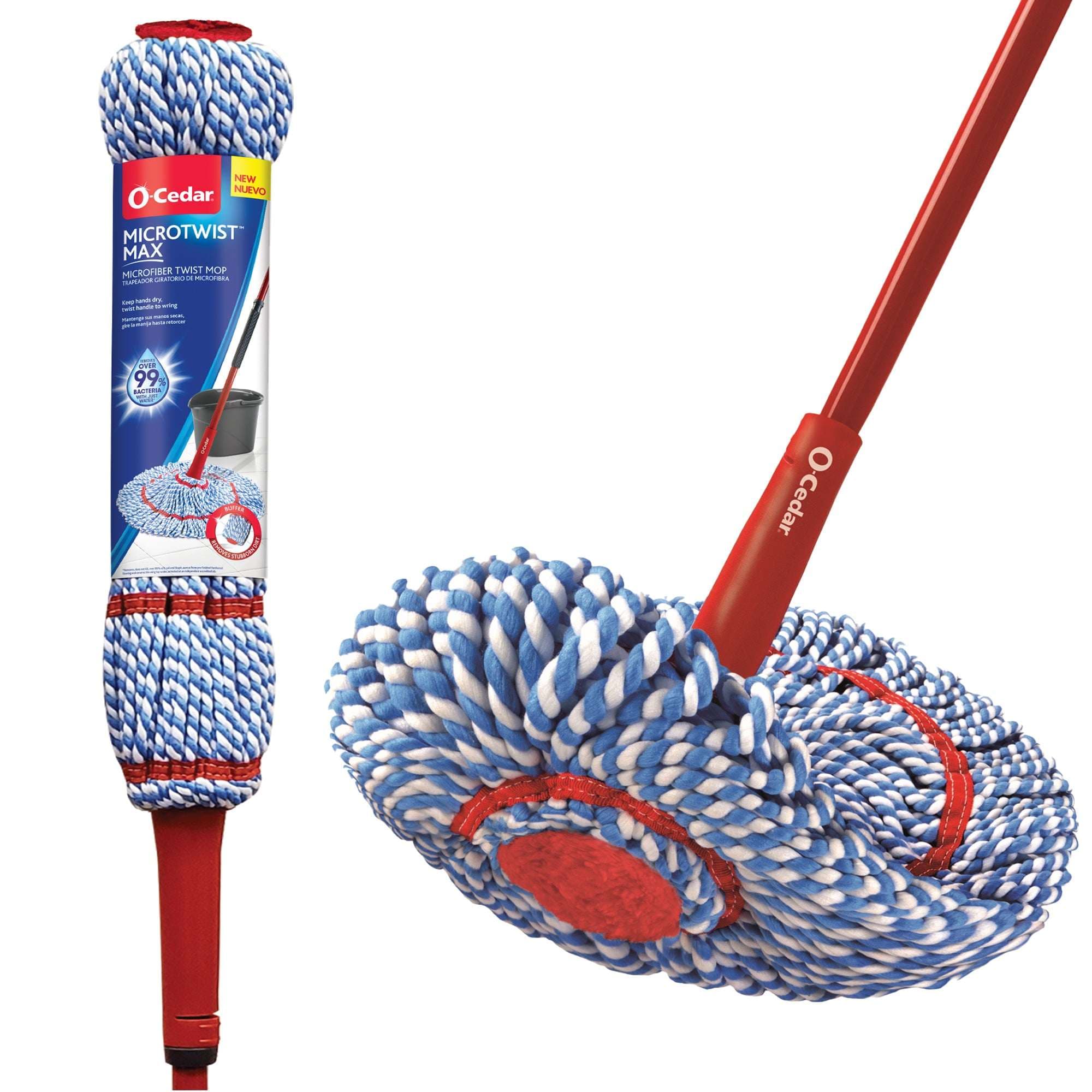 O-Cedar MicroTwist MAX Microfiber Mop, Removes 99% of Bacteria with Just Water