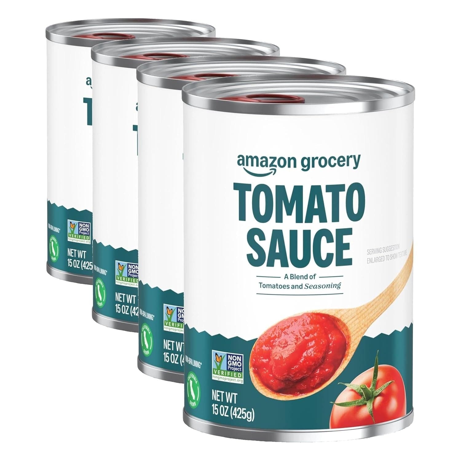 Amazon Fresh Tomato Sauce, 15 oz (Pack of 4)