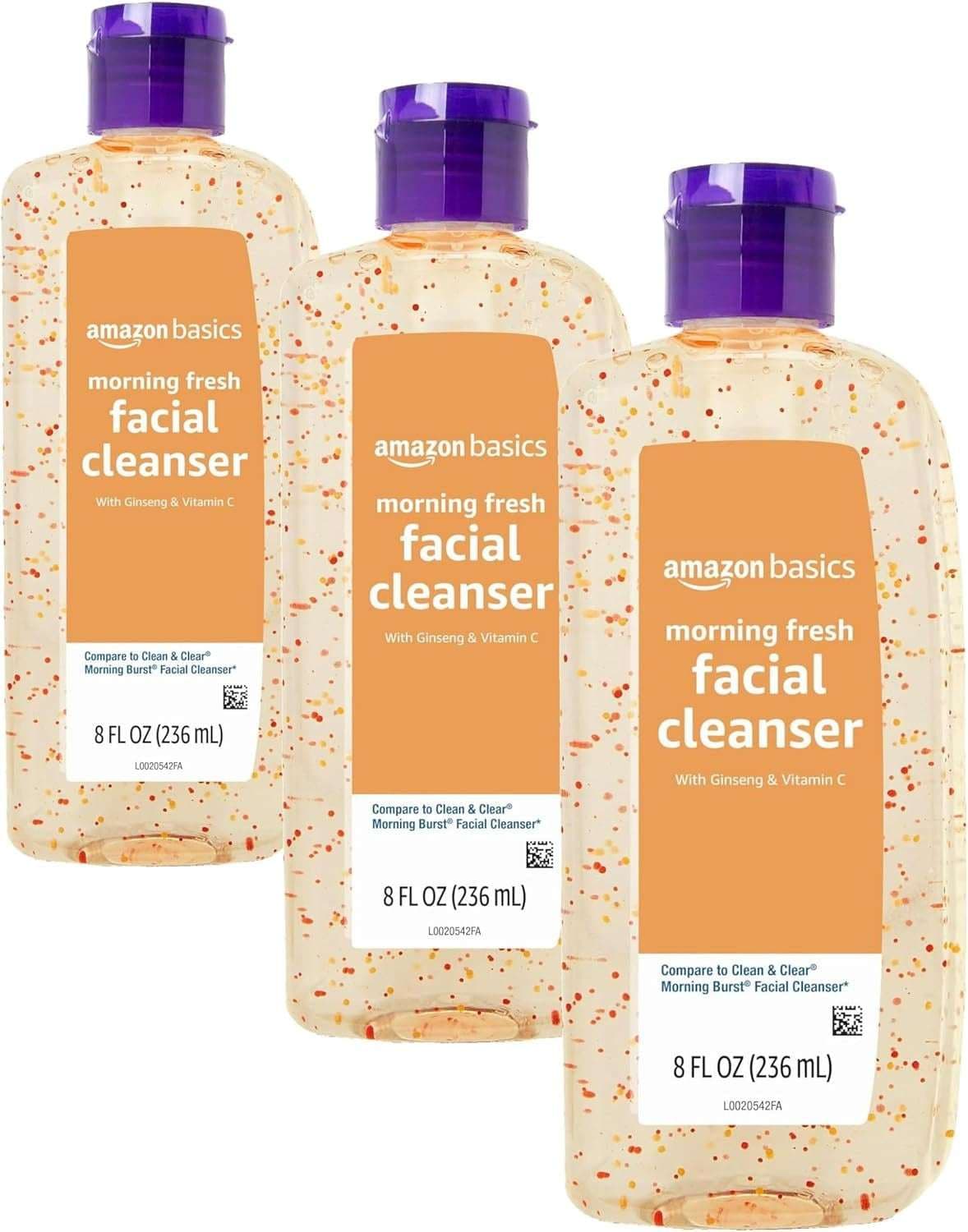 Amazon Basics Morning Fresh Facial Cleanser with Ginseng and Vitamin C, 8 fl oz (3-Pack)