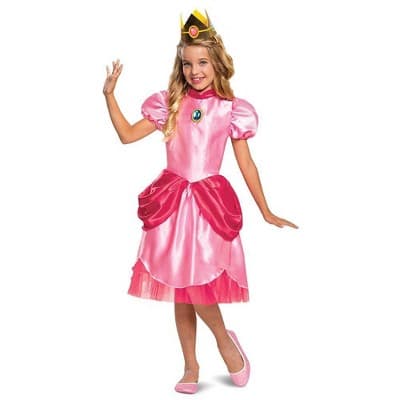 Nintendo Super Mario Princess Peach Kids' Halloween Costume Dress with Headpiece 10-12