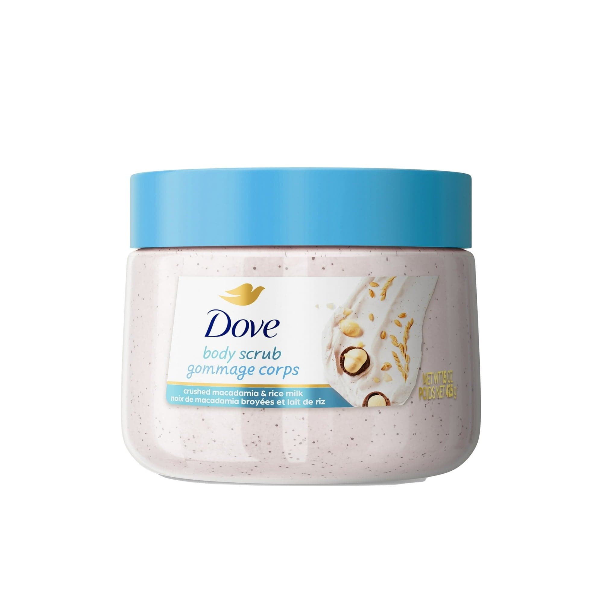 (3 Pack) Dove Exfoliating Body Scrub for Women Macadamia Rice Milk, 15 oz