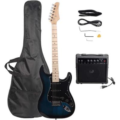 GLARRY Full Size Electric Guitar for Beginner with Amp and Accessories Pack Guitar Bag