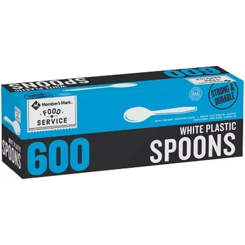 Member's Mark White Plastic Spoons, Heavyweight (600 Ct.)