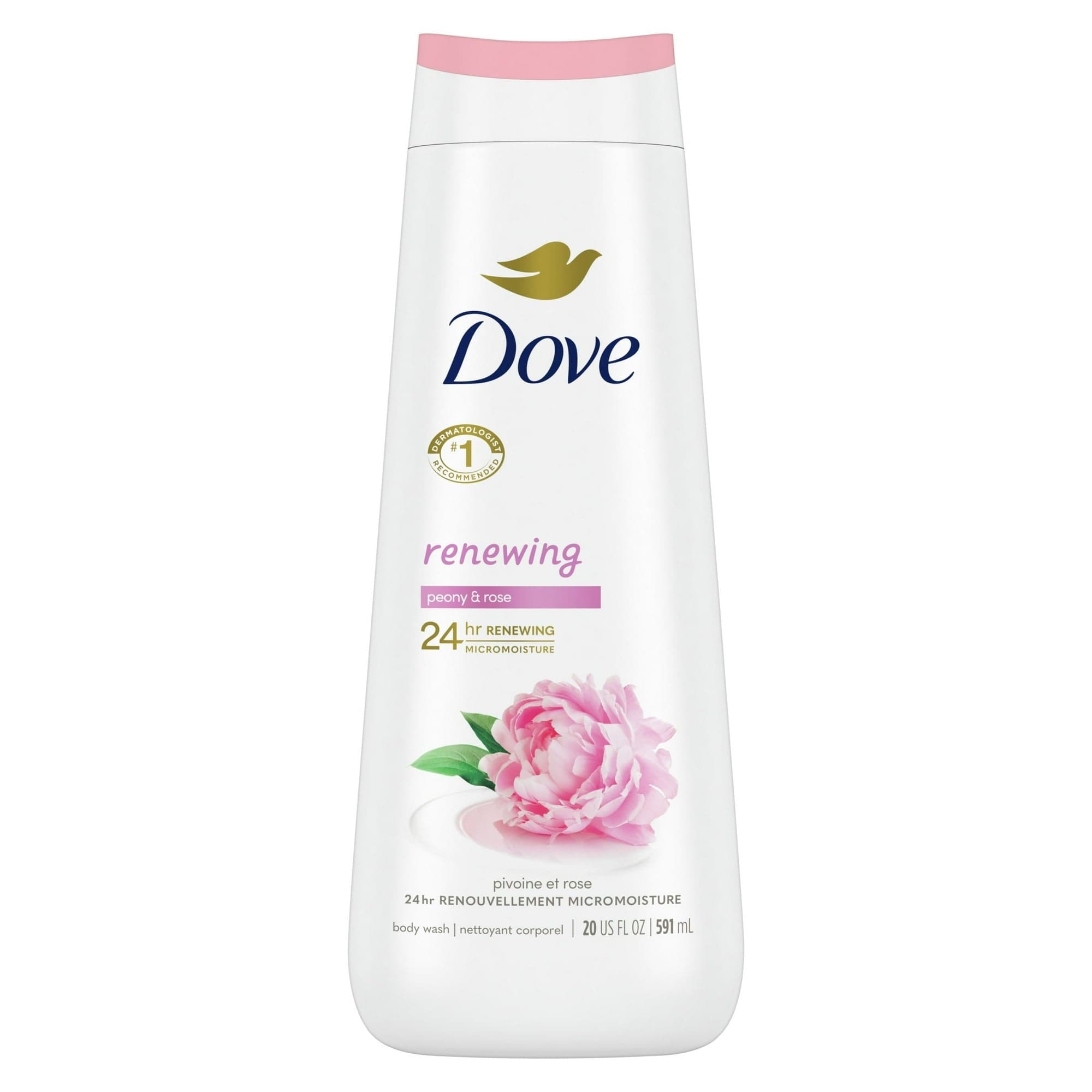 Dove Women's Body Wash, Renewing Peony & Rose Oil, Gentle Skin Cleanser for All Skin, 20 oz
