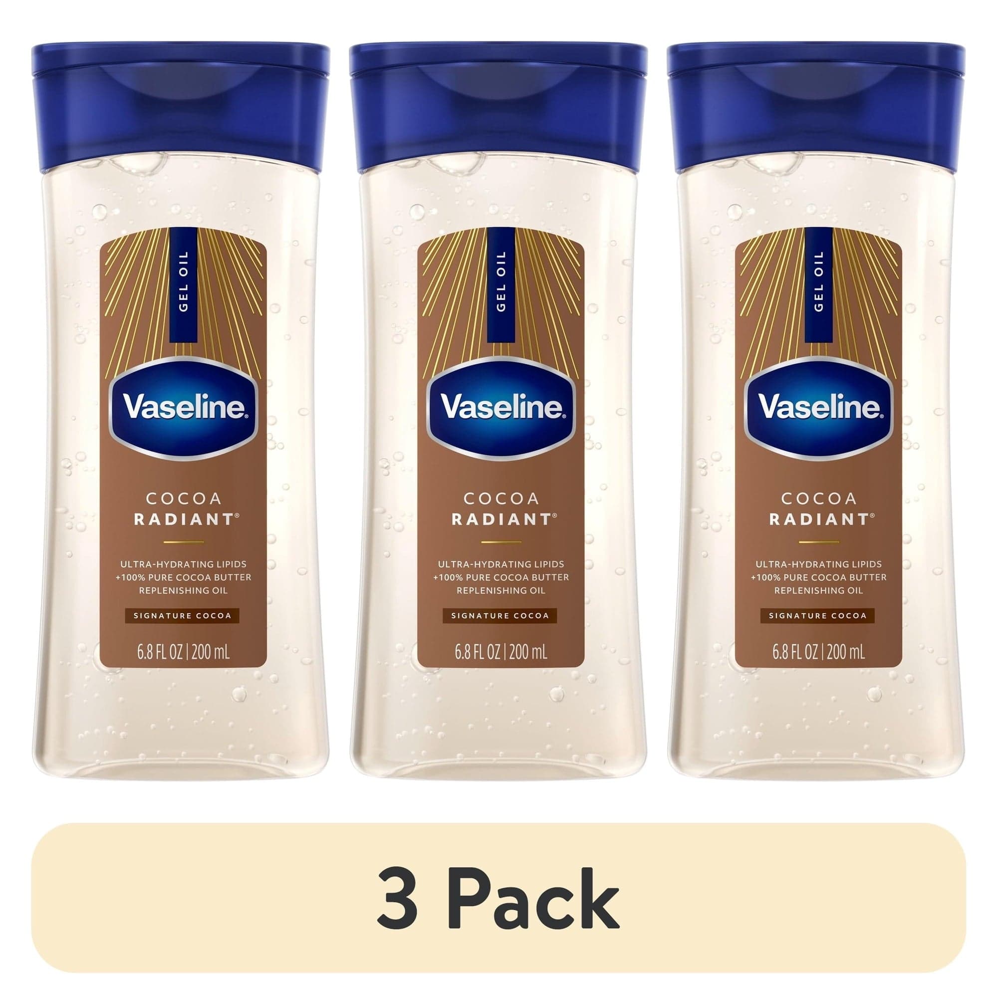 Vaseline Intensive Care Cocoa Radiant Body Gel Oil, 6.8 fl oz (Pack of 3)