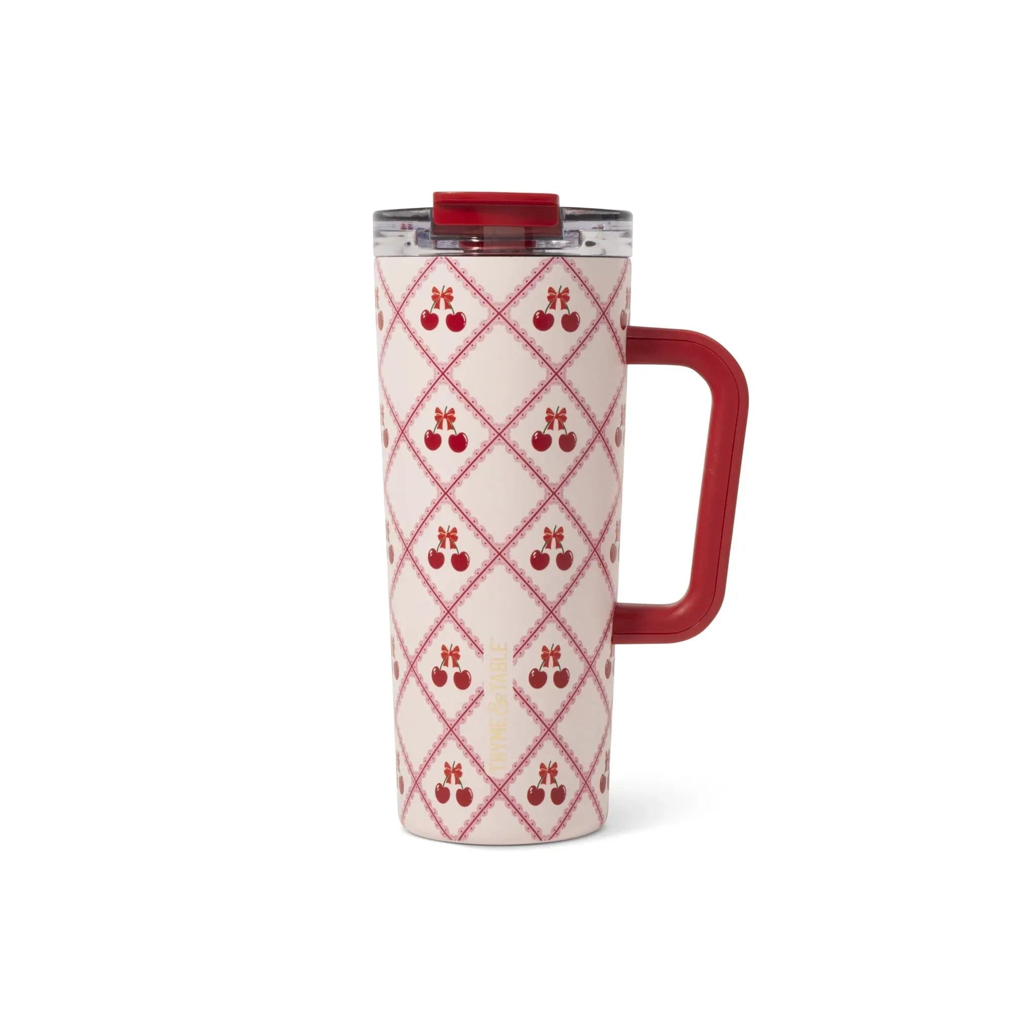 Thyme & Table 24oz Stainless Steel Luna Tumbler with Handle and Dual Straw Lid, Lace