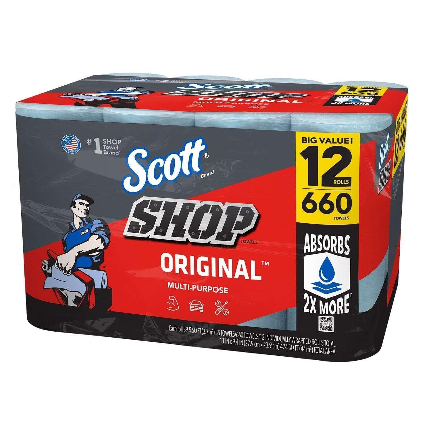 Scott Shop Towels Original (55 Sheets/Roll, 12 Rolls)