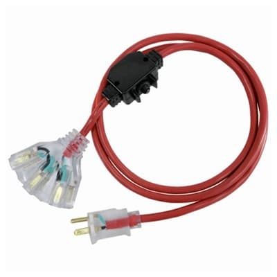 Master Electrician 50 Feet Outdoor Extension Cord with Power Indicator, Fan Tap and Inline Circuit Breaker for Tools and Home Improvement, Red