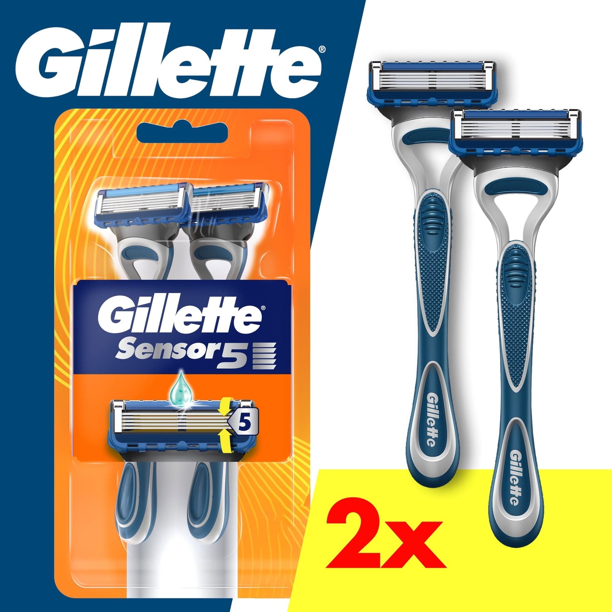 Gillette Sensor5 Men's Disposable Razors, 2 Count