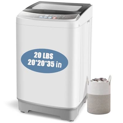 20Lbs Portable Washing Machine, 2.8Cu.ft Full-Automatic Compact Washer Machine, Washer and Dryer Combo, LED Display, 10 Programs 8 Water Levels, White