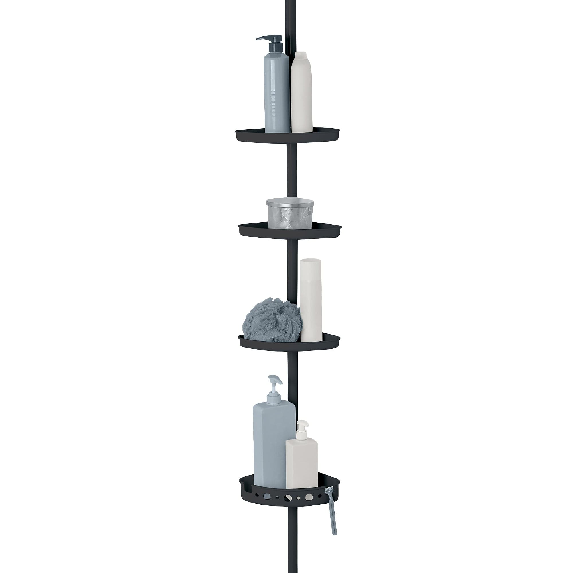 Mainstays 4-Tier Black Tension Pole Shower Caddy Organizer