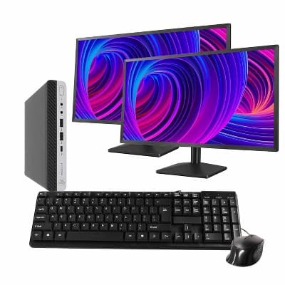 HP 600G5 Desktop Computer Bundle-Intel Core i5 9th Gen-16GB DDR4 RAM-500GB SSD-Windows 11 Pro-Dual 24" Monitors-Manufacturer Refurbished