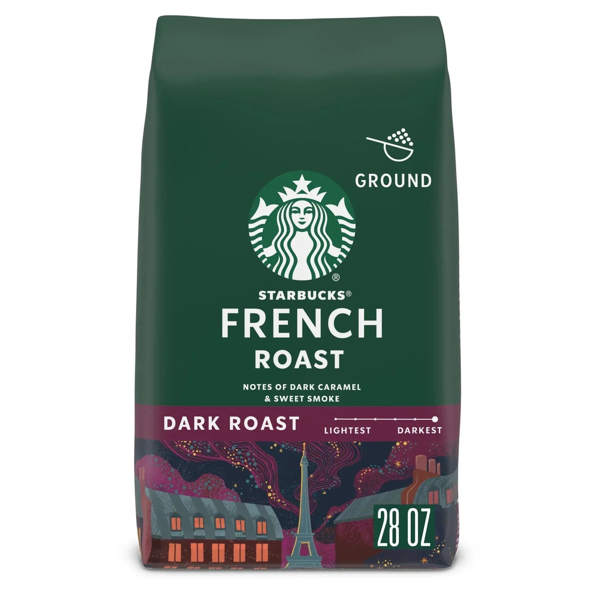 Starbucks French Roast Dark Roast Ground Coffee, 28 oz