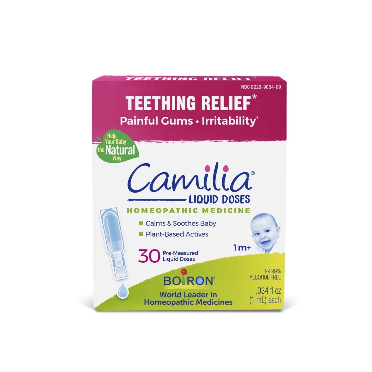 Boiron Camilia Teething Relief for Babies, 30 Liquid Doses, for Painful Gums and Irritability