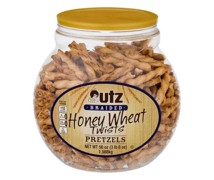 Utz Honey Wheat Braided Pretzel Twists Barrel, 56 oz