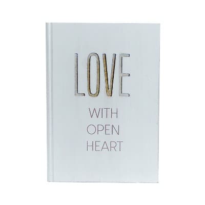 VIP Wood 10.06 in. White With Open Heart Tabletop Sign