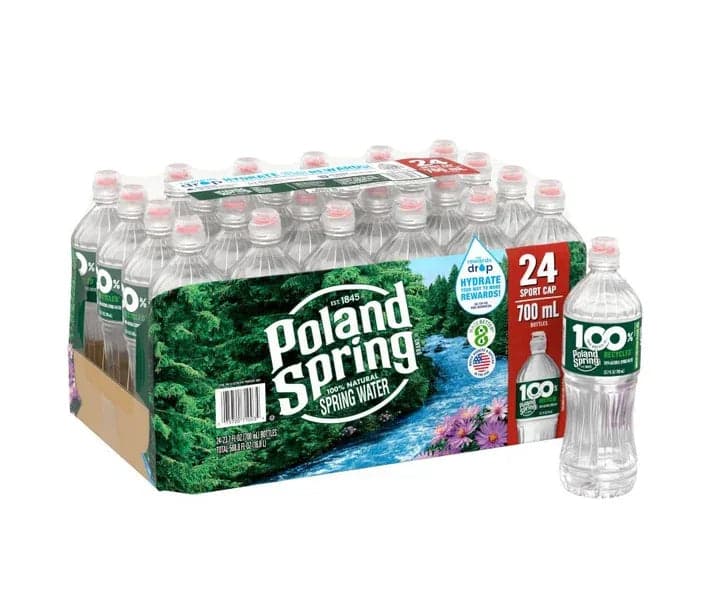 Poland Spring 100% Natural Spring Water with Sports Cap, 23.7 fl oz (24-pk, Pack of 3)