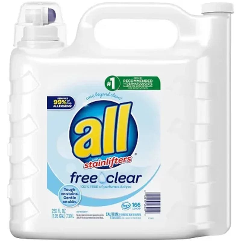 All Free Clear Liquid Laundry Detergent for Sensitive Skin (250 oz., 166 Loads)