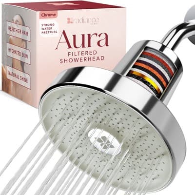 Radiance by Mist Aura Water Softening Filtered Shower Head with Replaceable Filter and High-Pressure Output, Matte Black