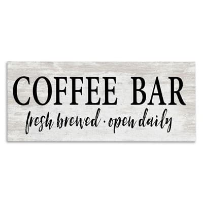 Stupell Industries Coffee Bar Open Sign Rustic Grain Pattern Canvas Art, 24" x 10"