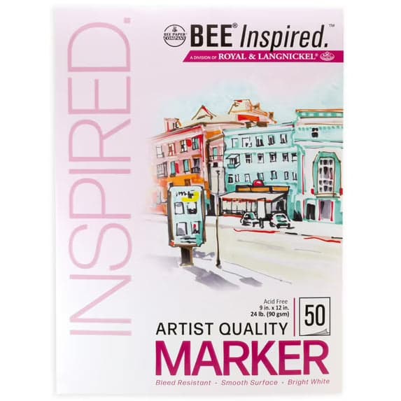 Bee Paper Bee Inspired 9" x 12" Marker Paper Pad, 50 Sheets, Top Tape, 24lb (90gsm)