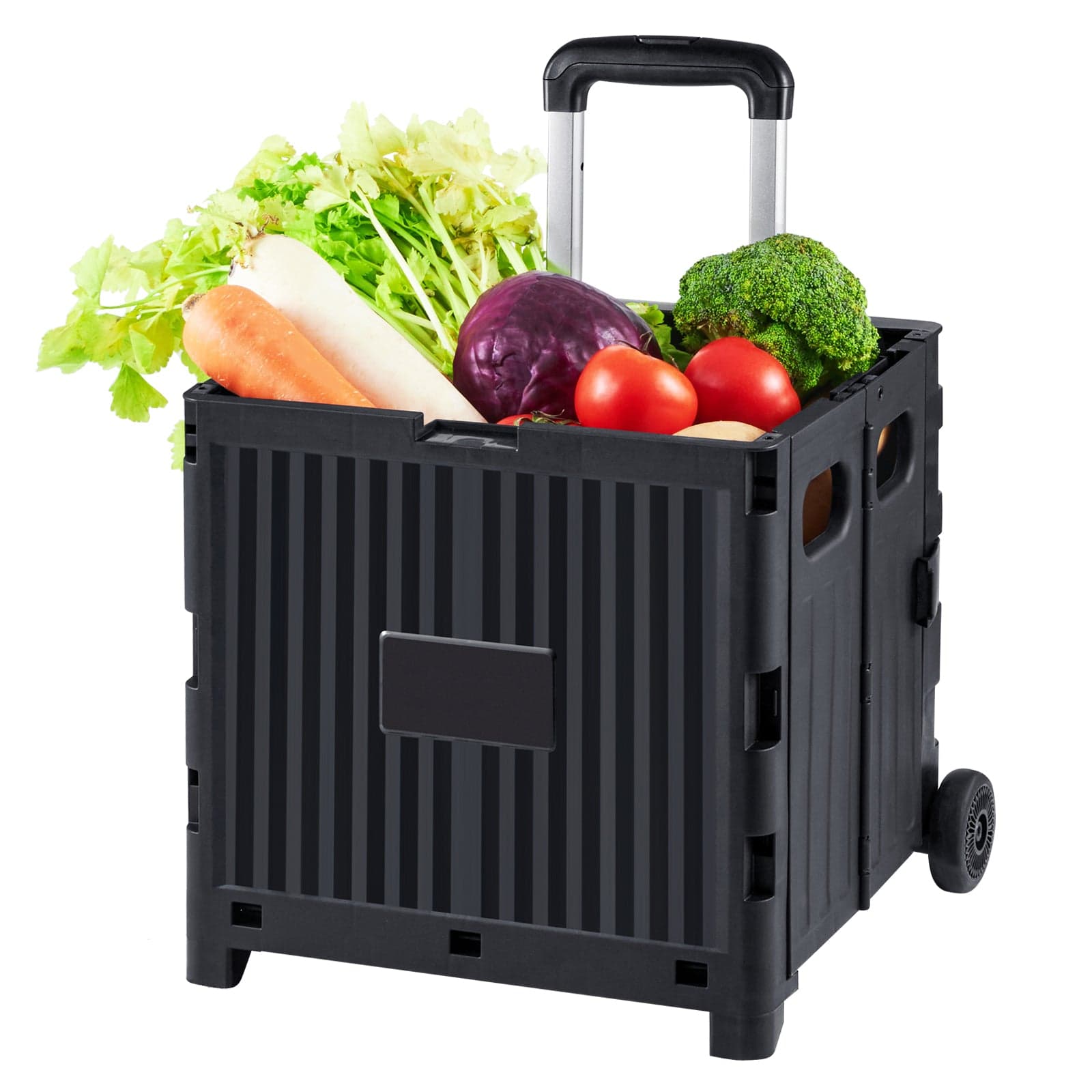 KFFKFF Folding Shopping Cart, Foldable Utility Cart, 80 lbs, Telescopic Handle