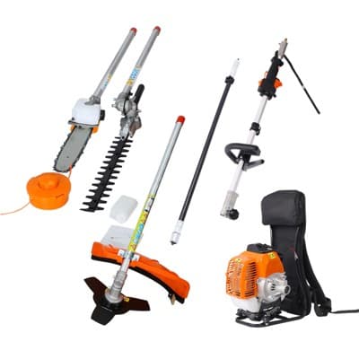 4 In 1 Multi Functional 52CC Trimming Tools with Power Head String Trimmer Brush Cutter Hedge Trimmer Hard Shaft Pole Saw Bottle Mixer, Orange