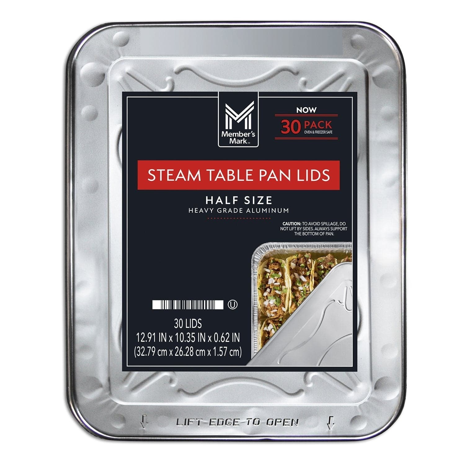 Member's Mark Aluminum Steam Table Lids, Half Size 30 ct.