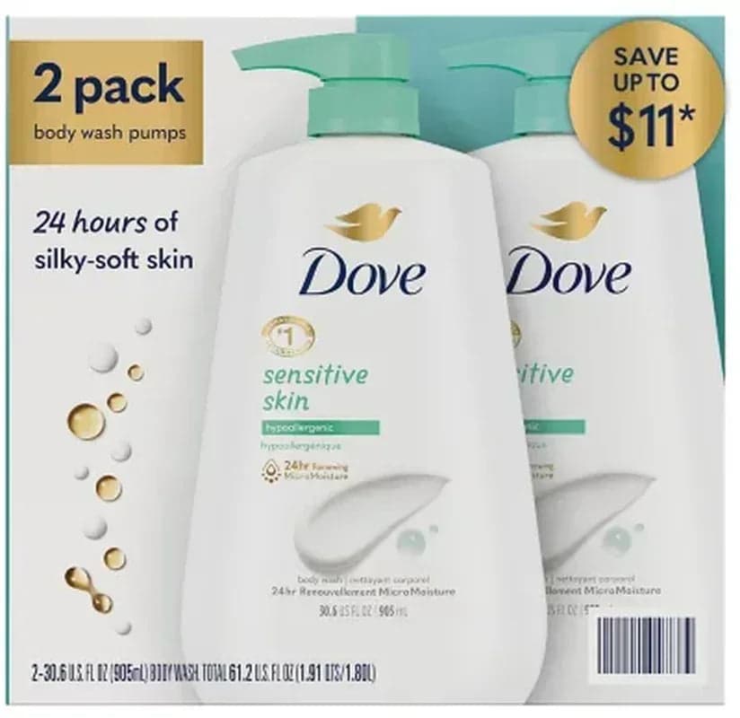 Dove Sensitive Skin Hypoallergenic Body Wash (30.6 fl. oz., 2 Pk.)