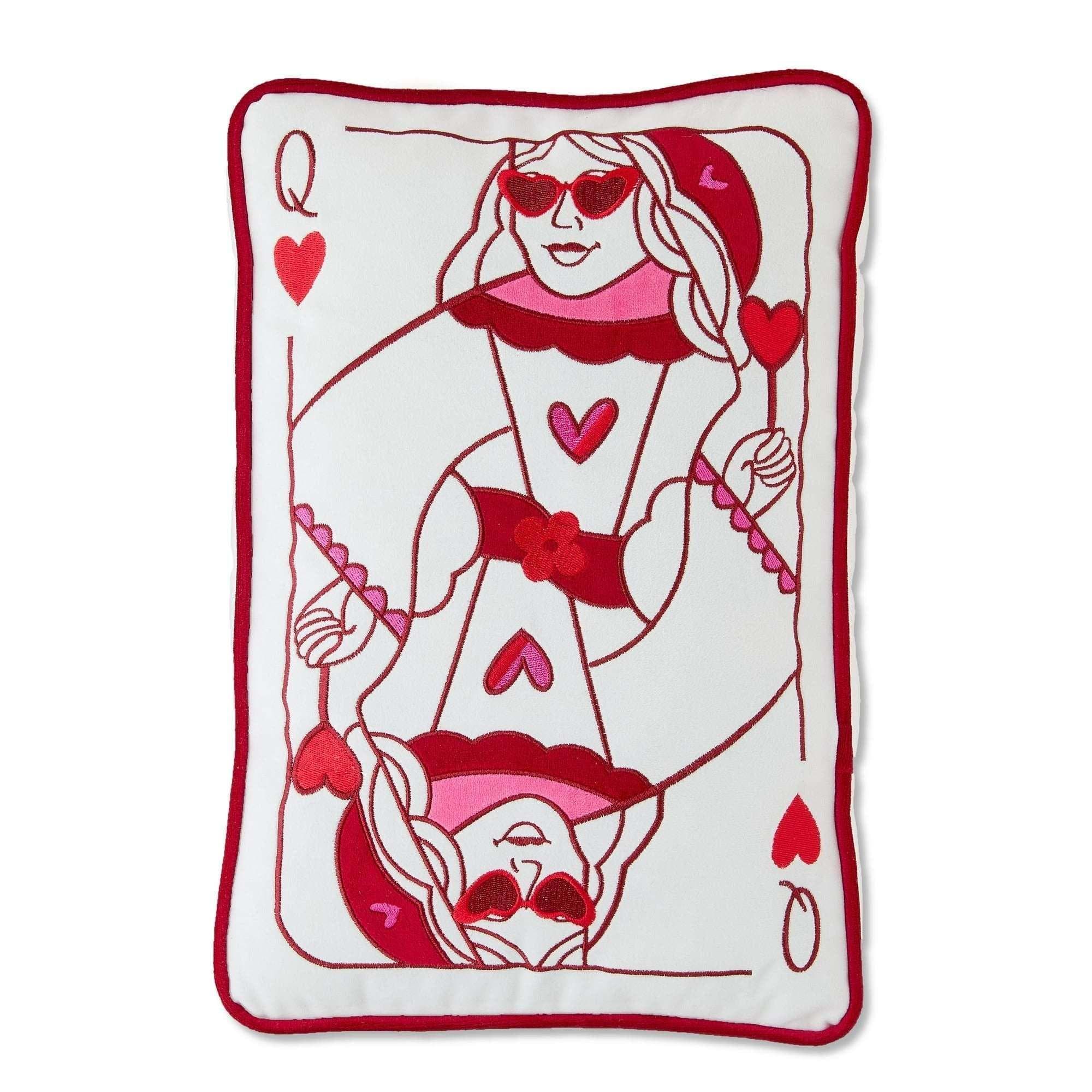 King and Queen of Hearts Card Decorative Pillow, Red and White, 10" x 15", Valentine's Day by Way To Celebrate