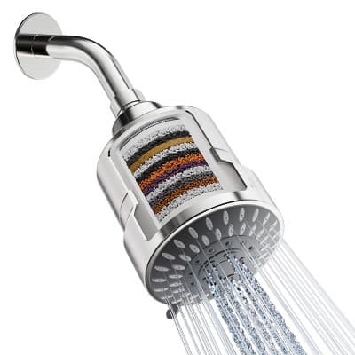 Mist Water Softening 15 Stage Filtered Shower Head with 5-Settings Chrome Silver