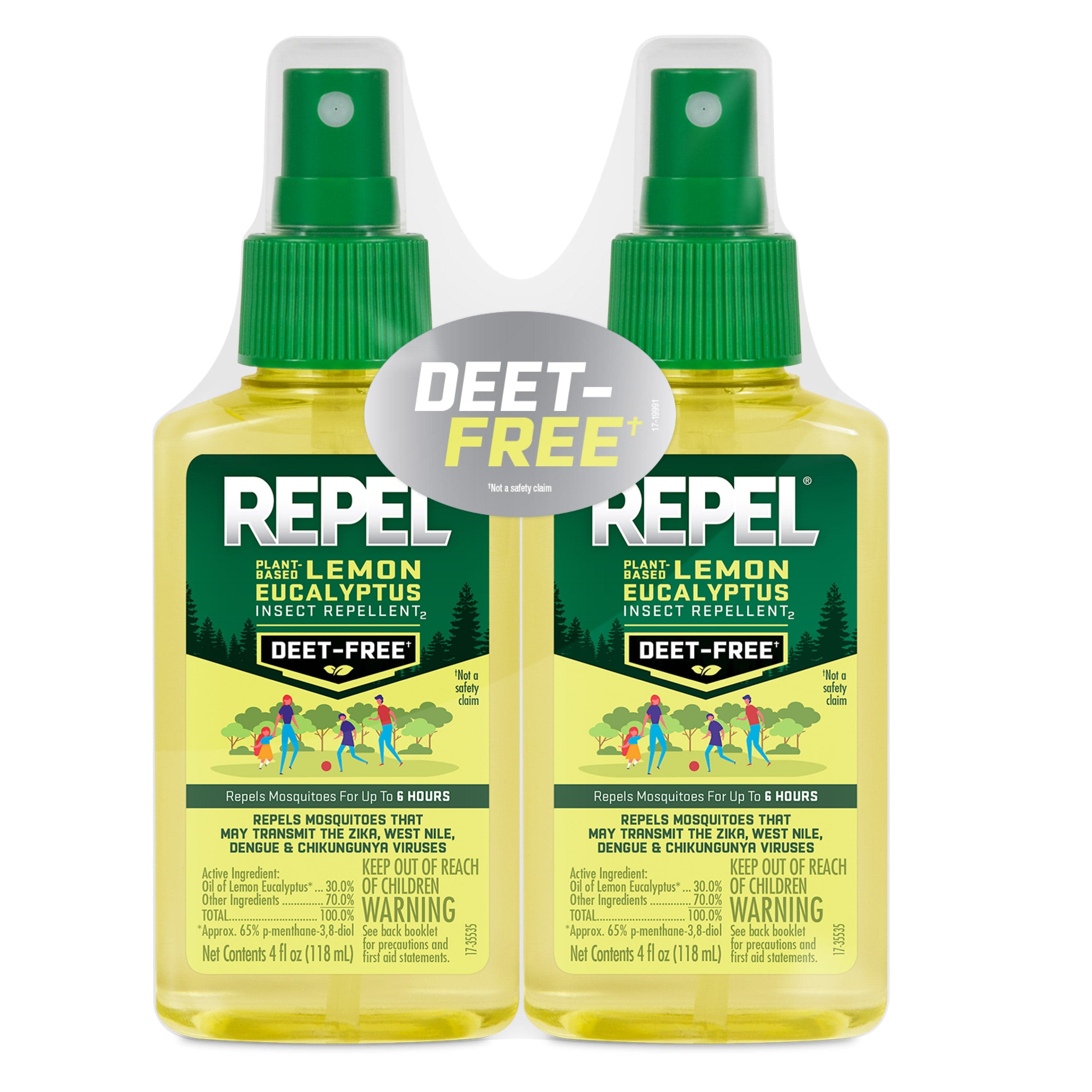 Repel Plant-Based Lemon Eucalyptus Insect and Mosquito Repellent, DEET-Free Bug Spray, 2 Pack