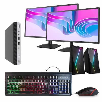 HP 600G4 Desktop Computer Bundle-Intel Core i5 8th Gen-16GB DDR4 RAM-1TB SSD-Windows 11 Pro-Dual 24" Monitors-Manufacturer Refurbished