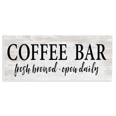 Stupell Industries Coffee Bar Open Sign Rustic Grain Pattern Wall Plaque Art, 17" x 7"