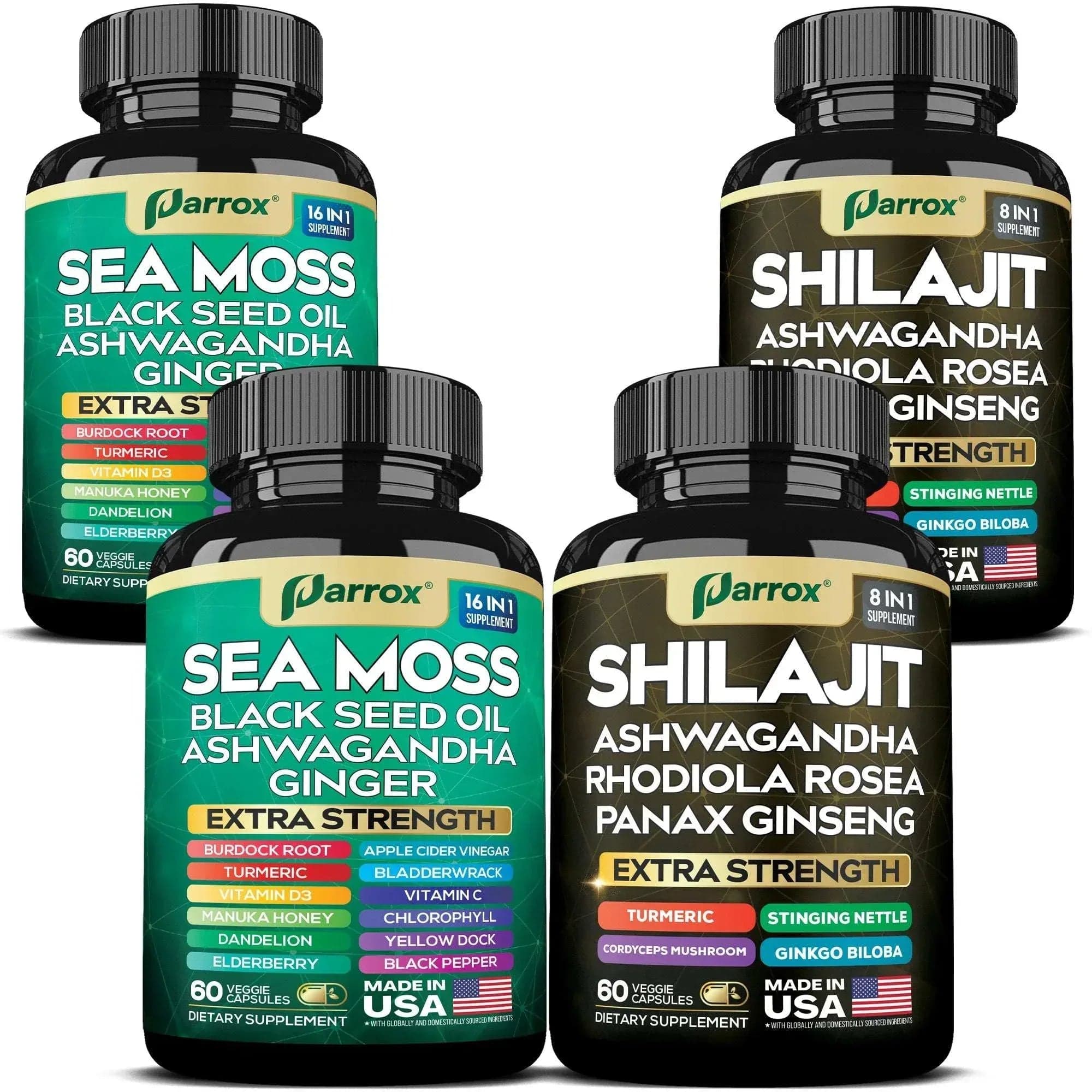 Zoyava Sea Moss and Shilajit Supplement Bundle, Multi-Ingredient Capsules, 60 Count