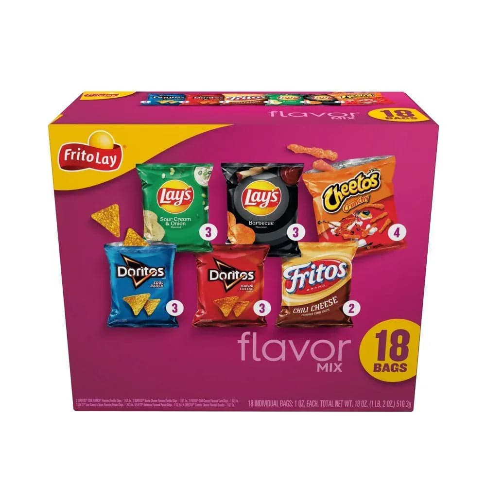Frito-Lay Flavor Mix Variety Pack Snack Chips, 1 oz Bags, 18 Count Multipack