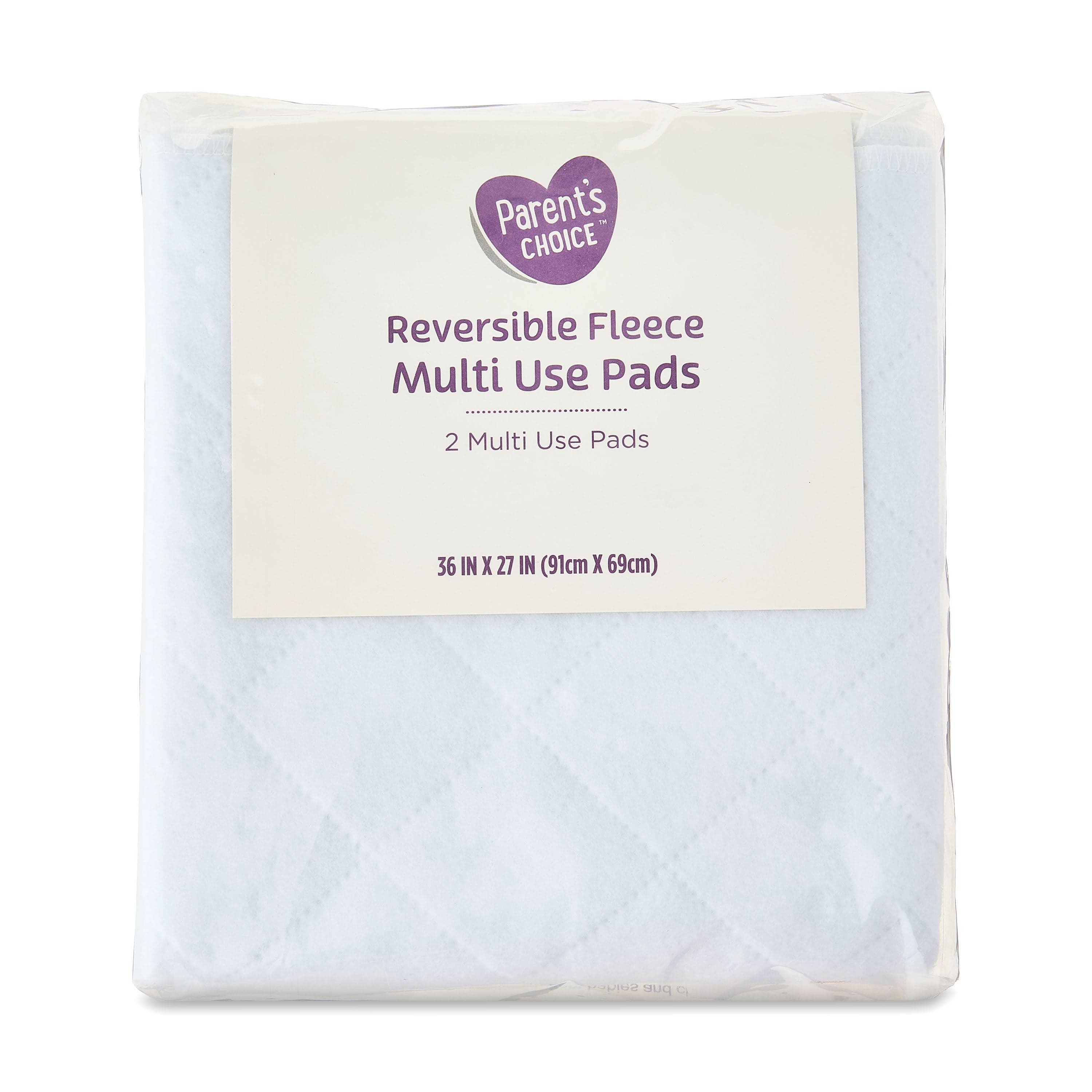 Parent's Choice Reversible Fleece Multi Use Pads, White, 36" x 27", 2 Pack