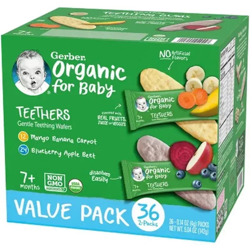 Gerber Organic Teethers Teething Wafers Variety Pack (36 ct.)