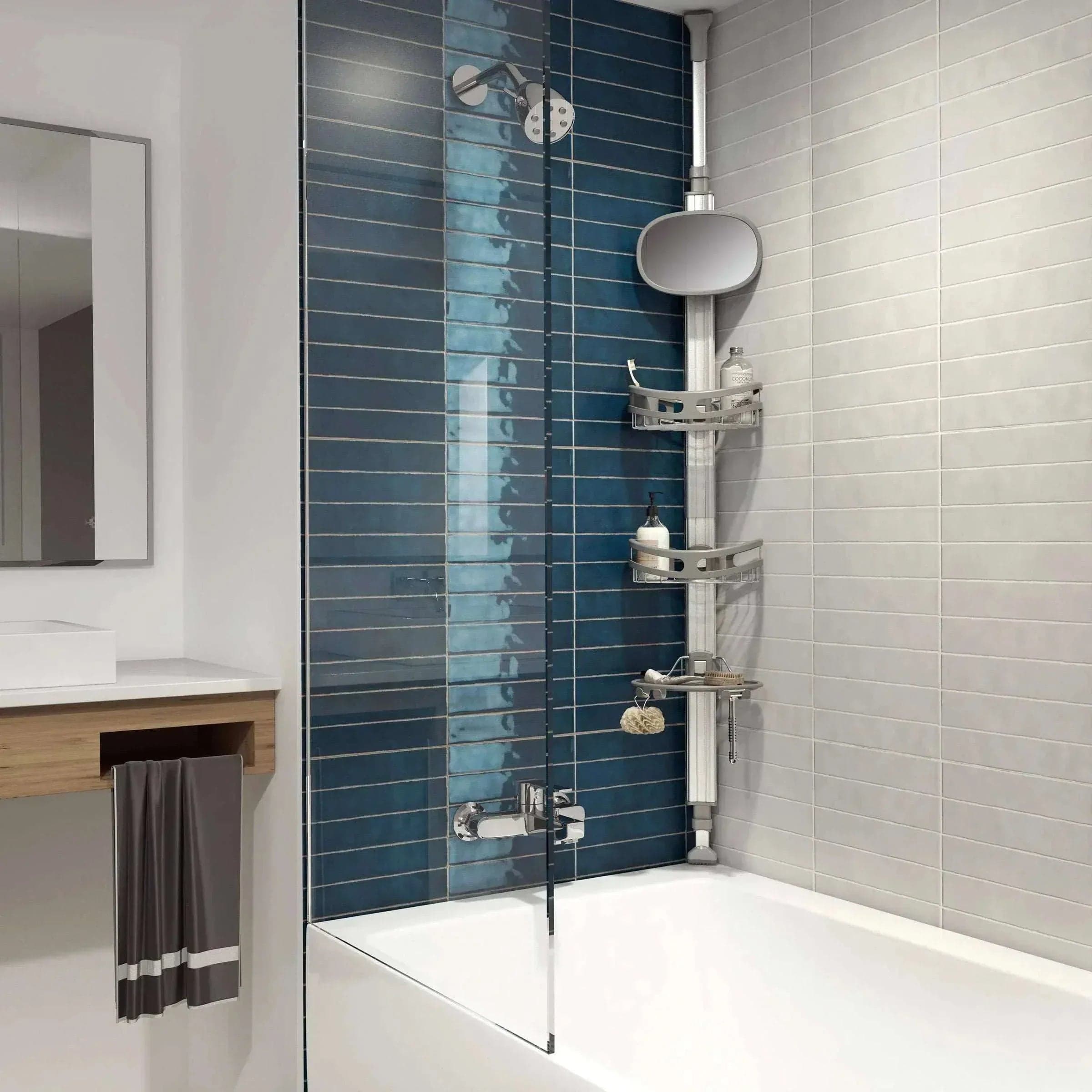 Artika Azzuro Standing Shower Caddy, Light Gray